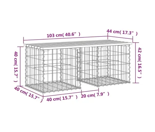 Dārza Sols, Gabiona Dizains, 03X44X42 Cm, Priedes Masīvkoks Vidaxl