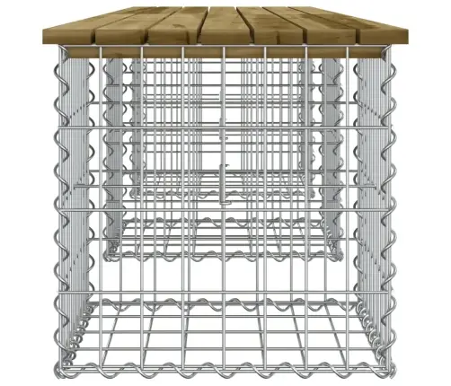 Sodo Suoliukas, 203X44X42cm Impregnuota Pušis, Gabiono Dizaino