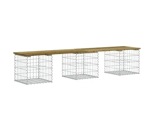 Sodo Suoliukas, 203X44X42cm Impregnuota Pušis, Gabiono Dizaino