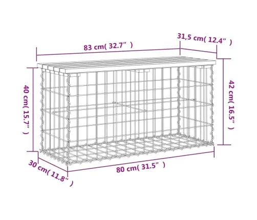 Gabioonpink, 83 X 31,5 X 42 cm Männipuit