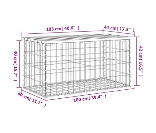 Dārza Sols, Gabiona Dizains, 103X44X42 Cm, Egles Masīvkoks Vidaxl