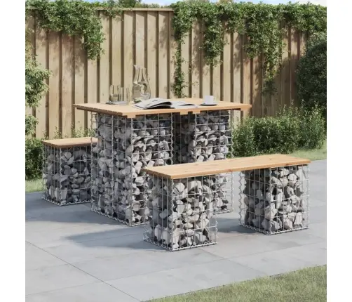 Dārza Sols, Gabiona Dizains, 100X70X72 Cm, Priedes Masīvkoks Vidaxl