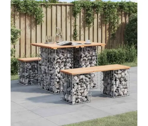 Sodo Stalas, Gabiono Dizainas, 100X70X72 cm Pušies Masyvas