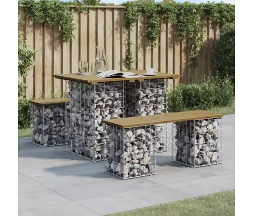 Dārza Sols, Gabiona Dizains, 100X70X72 Cm, Priedes Koks Vidaxl