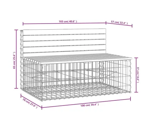 Dārza Sols, Gabiona Dizains, 103X70X65 Cm, Priedes Masīvkoks Vidaxl