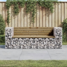 Dārza Sols, Gabiona Dizains, 184X71X65,5 Cm, Priedes Koks Vidaxl