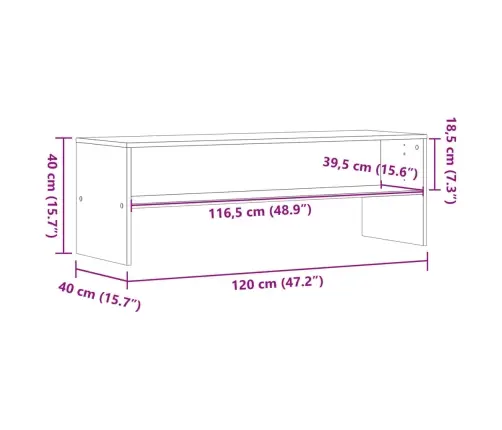 Telerikapp, Hall Sonoma Tamm, 120 X 40 X 40 cm Tehispuit