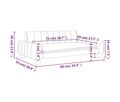 Bērnu Dīvāns, Krēmkrāsas, 90X53X30 Cm, Mākslīgā Āda Vidaxl