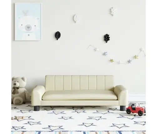 Bērnu Dīvāns, Krēmkrāsas, 90X53X30 Cm, Mākslīgā Āda Vidaxl