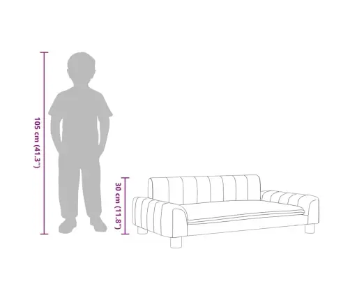 Bērnu Dīvāns, Pelēks, 90X53X30 Cm, Mākslīgā Āda Vidaxl