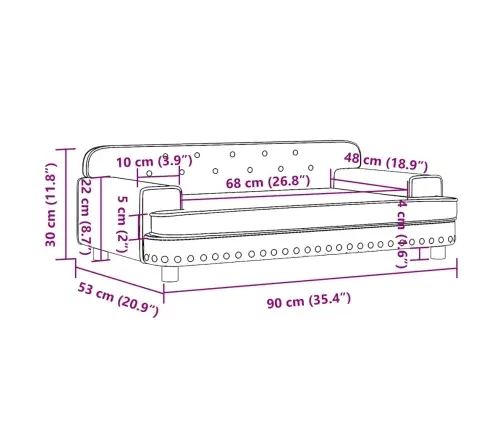 Bērnu Dīvāns, Krēmkrāsas, 90X53X30 Cm, Mākslīgā Āda Vidaxl