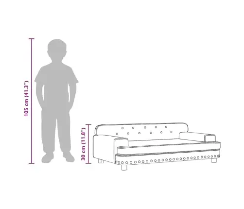 Bērnu Dīvāns, Pelēks, 90X53X30 Cm, Mākslīgā Āda Vidaxl