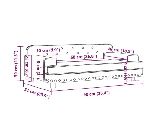 Lastediivan, Cappuccino, 90X53X30 cm Kunstnahk