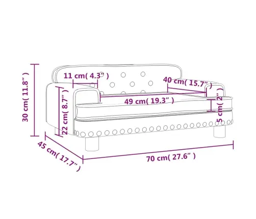 Bērnu Dīvāns, Gaiši Pelēks, 70X45X30 Cm, Samts Vidaxl