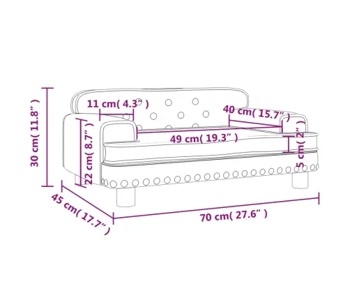 Bērnu Dīvāns, Melna, 70X45X30 Cm, Samts Vidaxl
