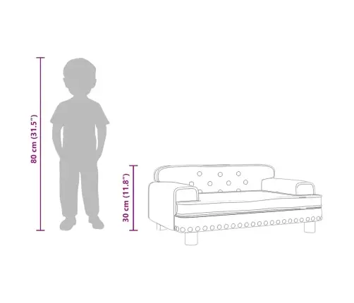 Bērnu Dīvāns, Krēmkrāsas, 70X45X30 Cm, Mākslīgā Āda Vidaxl