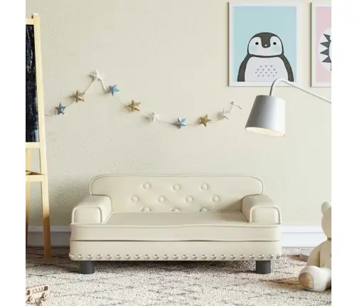 Bērnu Dīvāns, Krēmkrāsas, 70X45X30 Cm, Mākslīgā Āda Vidaxl