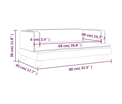 Bērnu Dīvāns, Gaiši Pelēks, 80X45X30 Cm, Samts Vidaxl