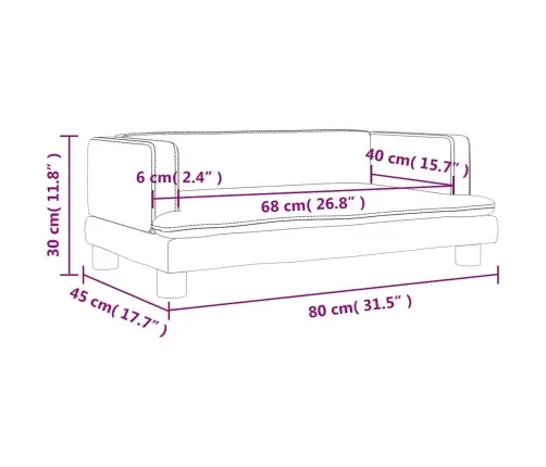 Lastediivan, Roosa, 80 X 45 X 30 cm Samet