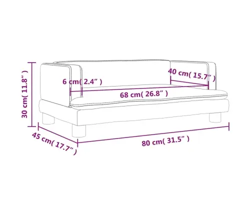 Lastediivan, Kreemjas, 80X45X30 cm Kunstnahk