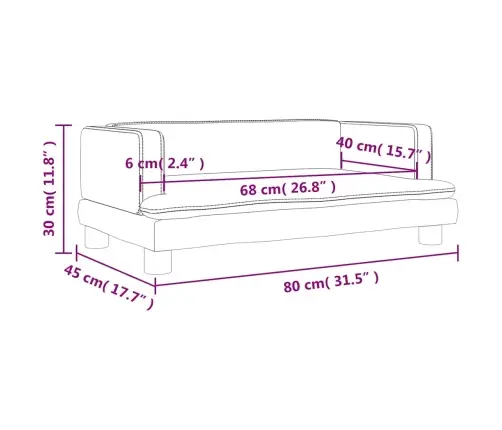 Bērnu Dīvāns, Pelēks, 80X45X30 Cm, Mākslīgā Āda Vidaxl