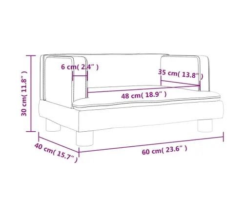 Vaikiška Sofa, Rudos Spalvos, 60X40X30cm Aksomas