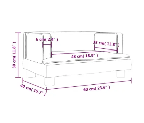 Vaikiška Sofa, Kreminės Spalvos, 60X40X30cm Dirbtinė Oda