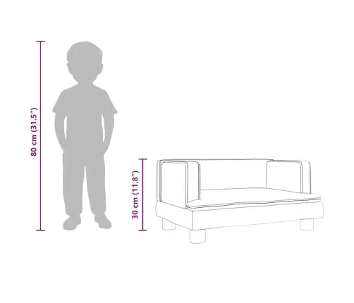 Vaikiška Sofa, Kreminės Spalvos, 60X40X30cm Dirbtinė Oda