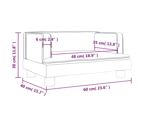 Bērnu Dīvāns, Pelēks, 60X40X30 Cm, Mākslīgā Āda Vidaxl