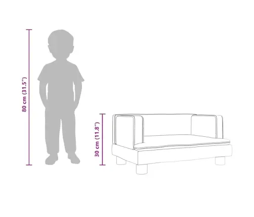 Bērnu Dīvāns, Pelēks, 60X40X30 Cm, Mākslīgā Āda Vidaxl
