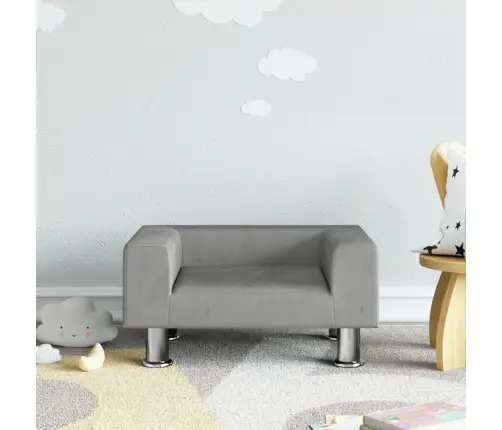 Bērnu Dīvāns, Gaiši Pelēks, 50X40X26,5 Cm, Samts Vidaxl