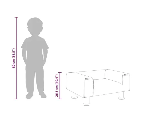 Bērnu Dīvāns, Tumši Pelēks, 50X40X26,5 Cm, Samts Vidaxl