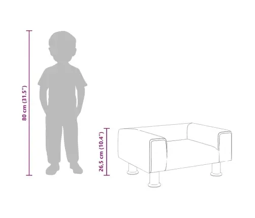 Bērnu Dīvāns, Krēmkrāsas, 50X40X26,5 Cm, Samts Vidaxl