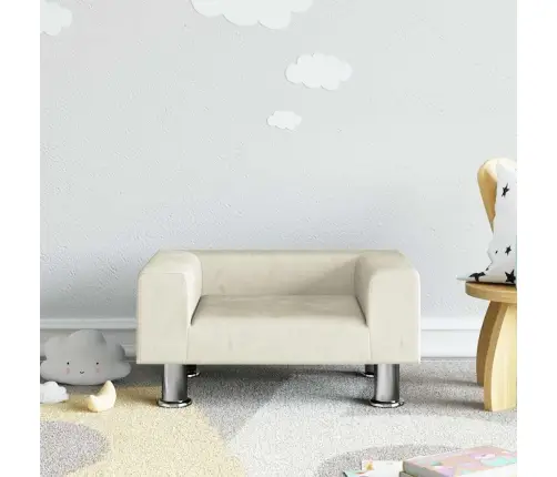 Bērnu Dīvāns, Krēmkrāsas, 50X40X26,5 Cm, Samts Vidaxl