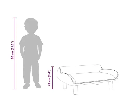 Bērnu Dīvāns, Rozā, 70X40X24 Cm, Samts Vidaxl