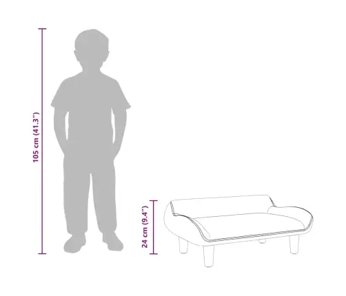 Bērnu Dīvāns, Rozā, 70X40X24 Cm, Samts Vidaxl