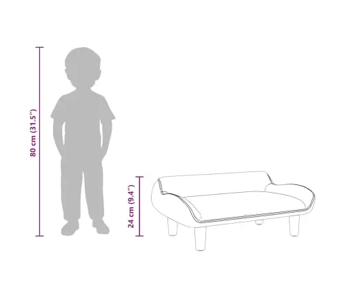 Bērnu Dīvāns, Krēmkrāsas, 70X40X24 Cm, Samts Vidaxl