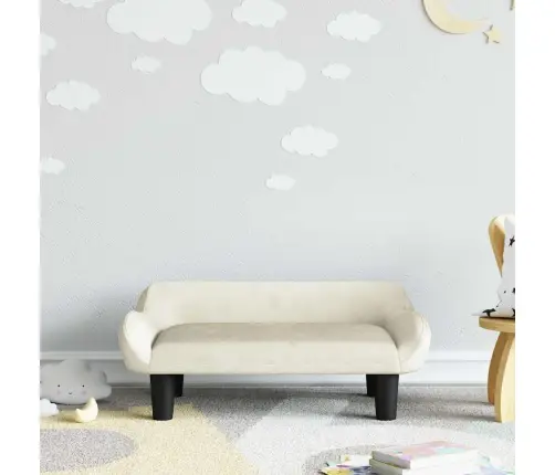 Bērnu Dīvāns, Krēmkrāsas, 70X40X24 Cm, Samts Vidaxl