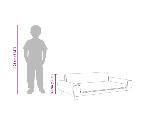 Bērnu Dīvāns, Krēmkrāsas, 100X54X33 Cm, Samts Vidaxl