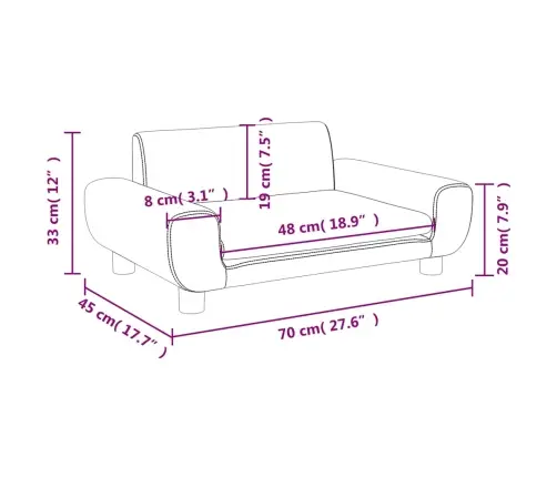 Vaikiška Sofa, Mėlynos Spalvos, 70X45X33cm Aksomas