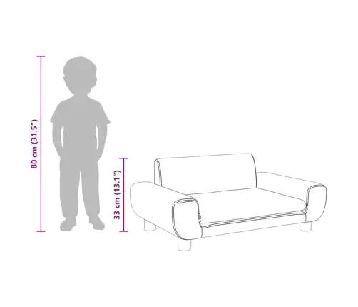 Vaikiška Sofa, Mėlynos Spalvos, 70X45X33cm Aksomas