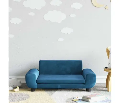 Vaikiška Sofa, Mėlynos Spalvos, 70X45X33cm Aksomas