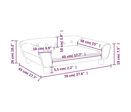 Bērnu Dīvāns, Tumši Pelēks, 70X45X26 Cm, Samts Vidaxl