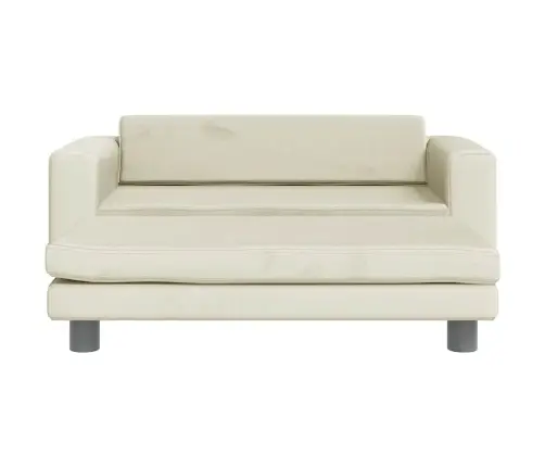 Bērnu Dīvāns Ar Soliņu, Krēmkrāsas, 100X50X30 Cm, Samts Vidaxl