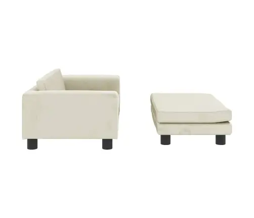 Bērnu Dīvāns Ar Soliņu, Krēmkrāsas, 100X50X30 Cm, Samts Vidaxl