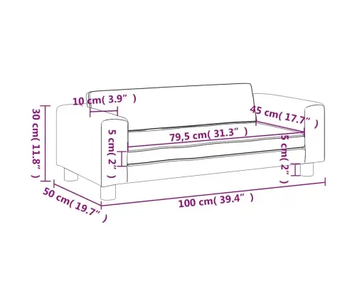 Vaikiška Sofa Su Pakoja, Juoda, 100X50X30cm Dirbtinė Oda