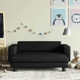 Vaikiška Sofa Su Pakoja, Juoda, 100X50X30cm Dirbtinė Oda