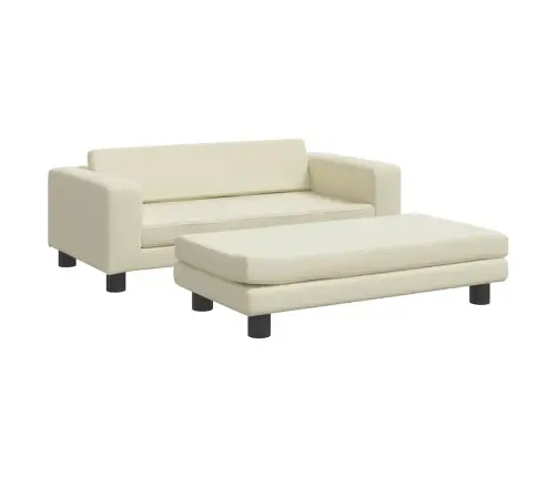 Vaikiška Sofa Su Pakoja, Kreminė, 100X50X30cm Dirbtinė Oda