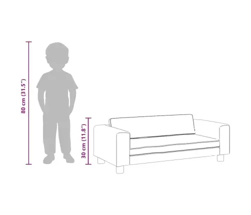 Vaikiška Sofa Su Pakoja, Kreminė, 100X50X30cm Dirbtinė Oda