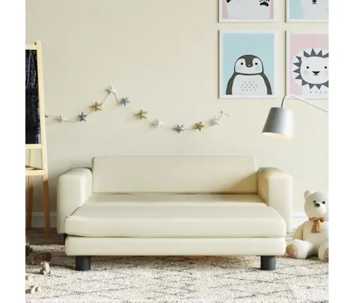 Vaikiška Sofa Su Pakoja, Kreminė, 100X50X30cm Dirbtinė Oda